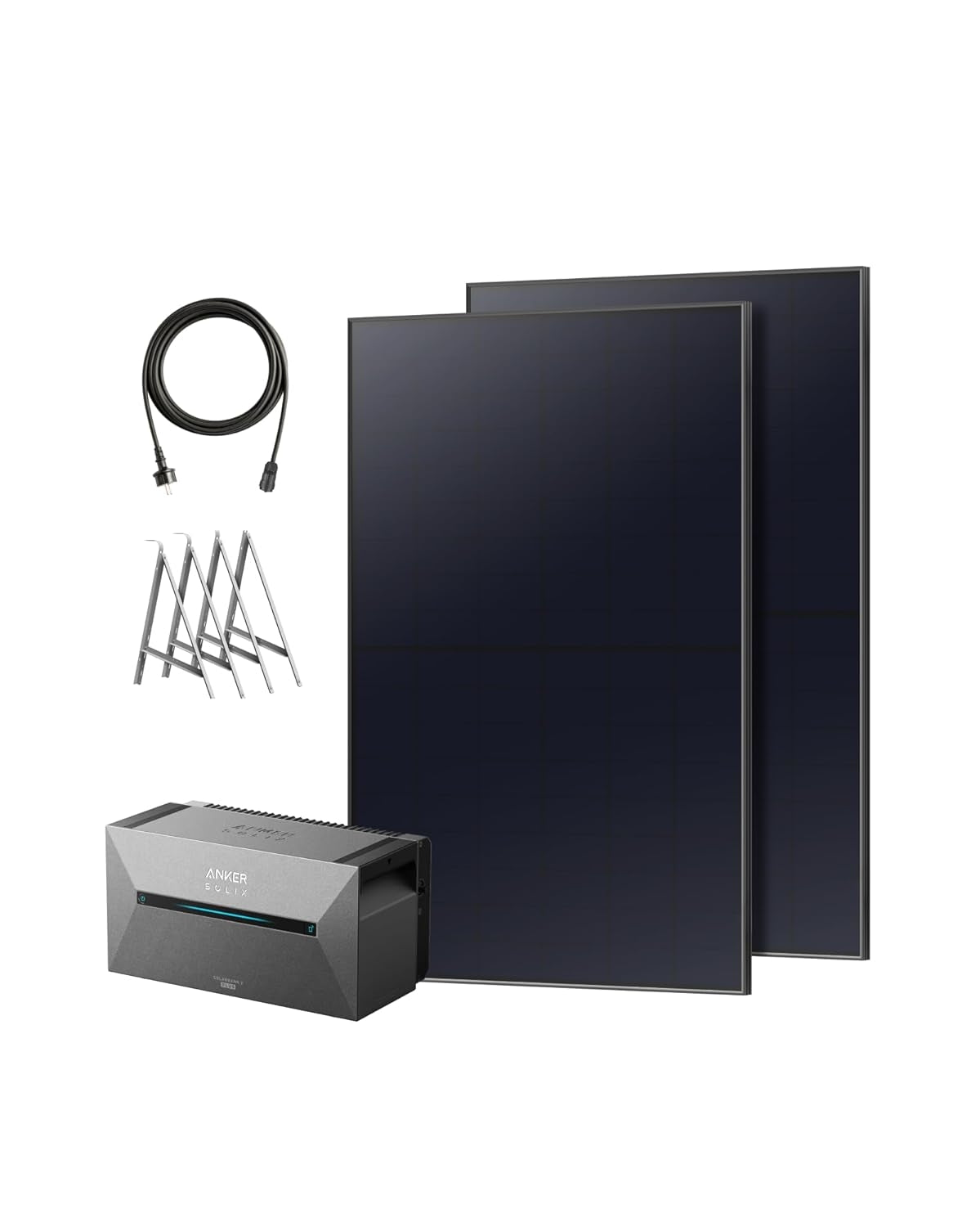 Anker SOLIX Balcony Power Station with Memory (910 W | 1600 Wh), Solar Bank 2 Plus 2 MPPT for up to 2 Solar Panels, 1600 Wh Memory for Balcony Power Plant, 2 x 455 W Topcon Solar Panels, Brackets