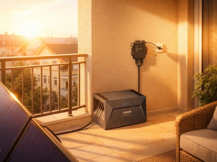 Balkon Solarspeicher Abendlicht