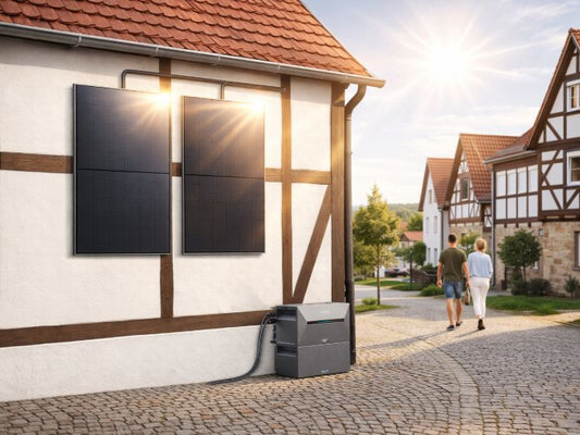 Hauswand Solarmodule Dorf