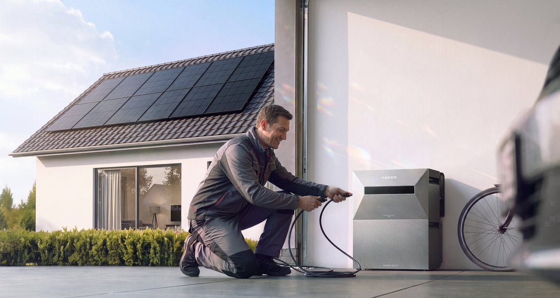 Stromspeicher im Einfamilienhaus mit Photovoltaik-Anlage auf dem Dach