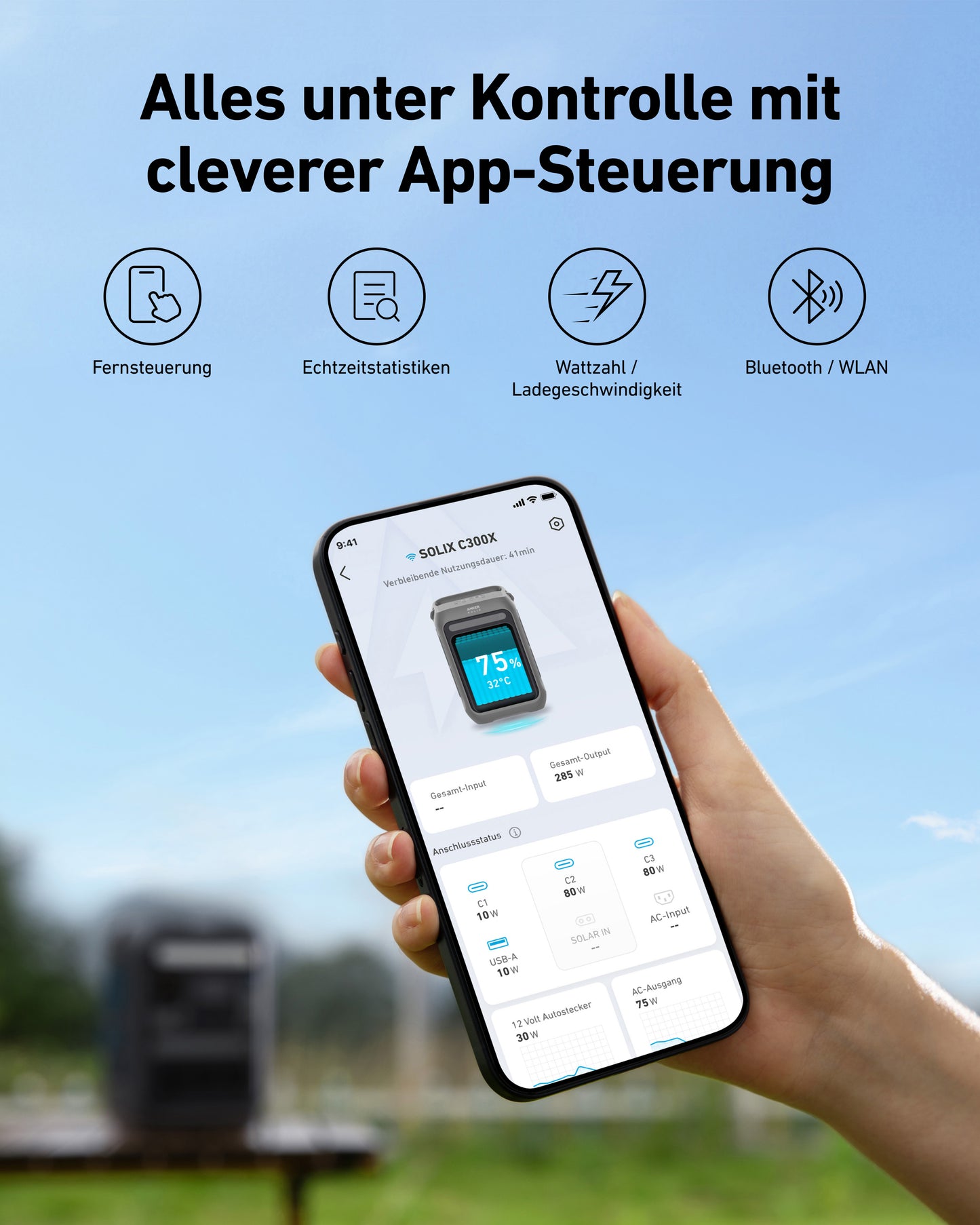 Anker SOLIX C300X Tragbare Powerstation, 288Wh LiFePO4 Akku