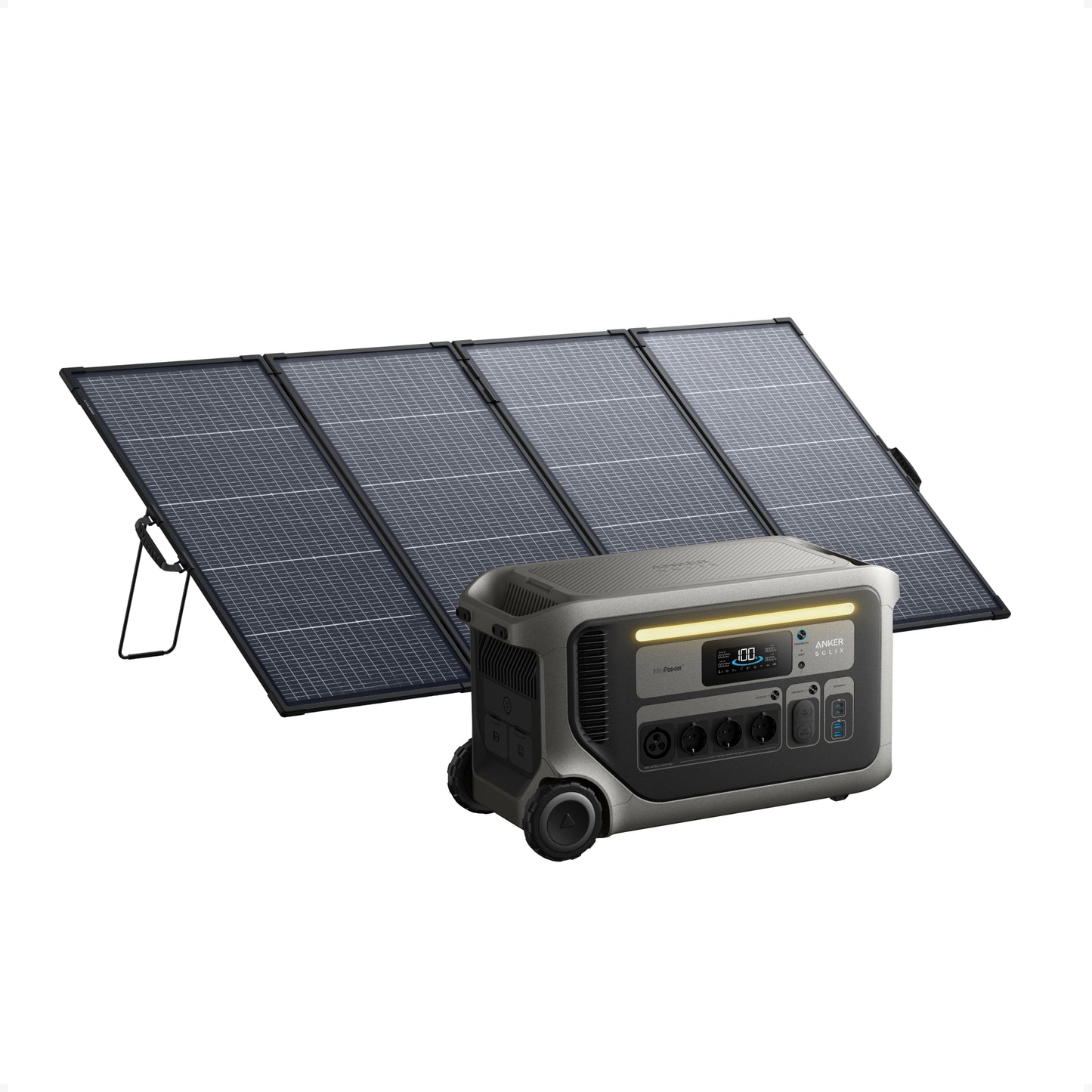 Anker SOLIX F3000 Powerstation mit 400W Solarpanel, 3072Wh, 2400W Aufladung, stromgenerator für Camping, Wohnmobile und Notfälle