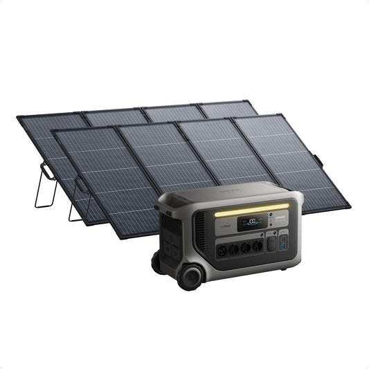 Anker SOLIX F3000 Powerstation mit 2× 400W Solarpanels, 3072Wh, 2400W Aufladung, stromgenerator für Camping, Wohnmobile und Notfälle