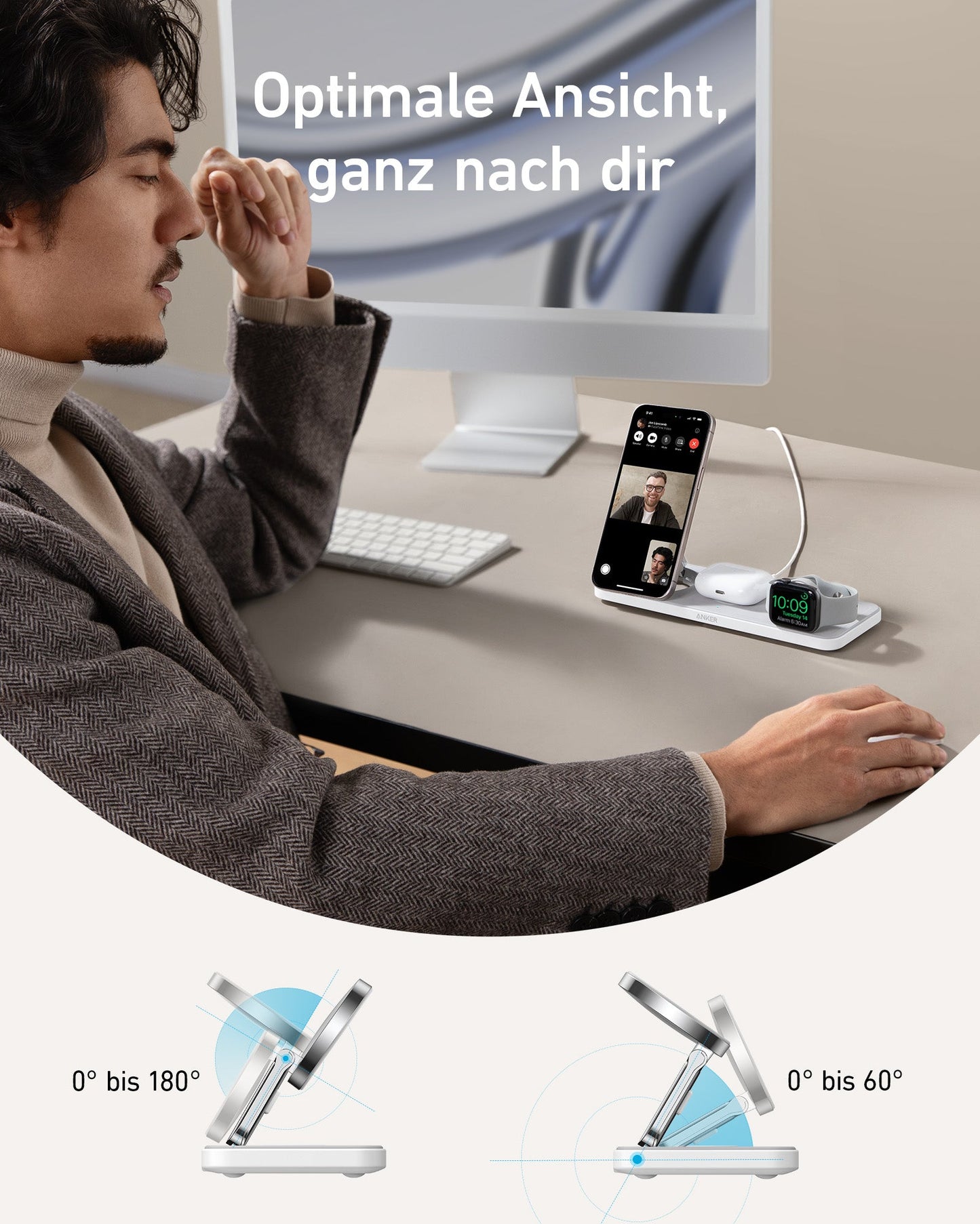 Anker MagGo Kabellose Ladestation (3-in-1 Pad)