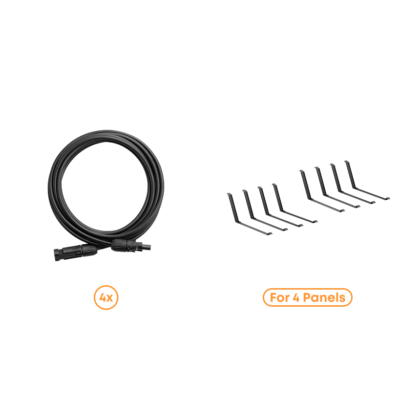 4x Bodenhalterungen + 4x 4mm Solarpanel-Erweiterungskabel (5m)
